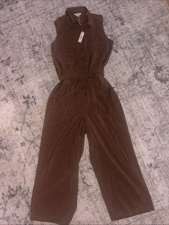 Max Studio Pants - Max Studio Brown Sleeveless Utility Jumpsuit with Tie Waist